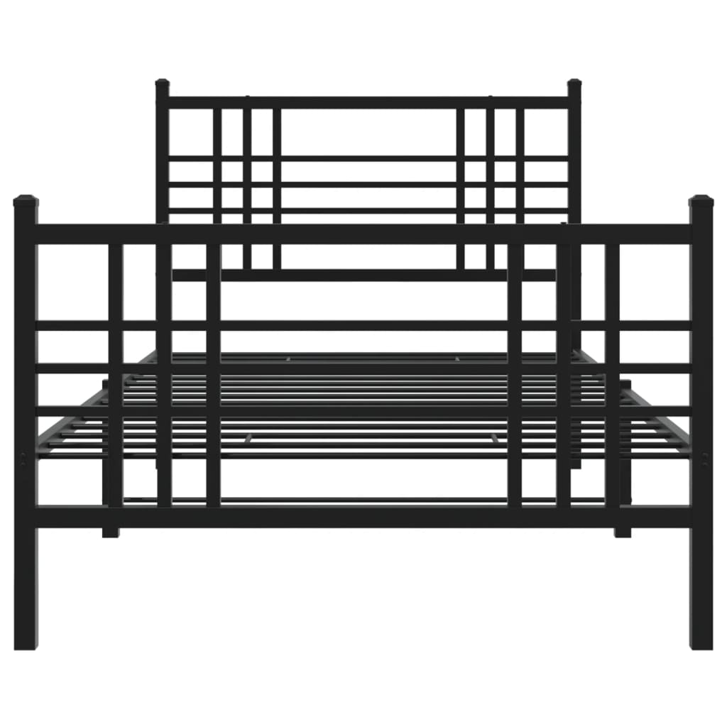 Metalni okvir kreveta uzglavlje i podnožje crni 90x190 cm