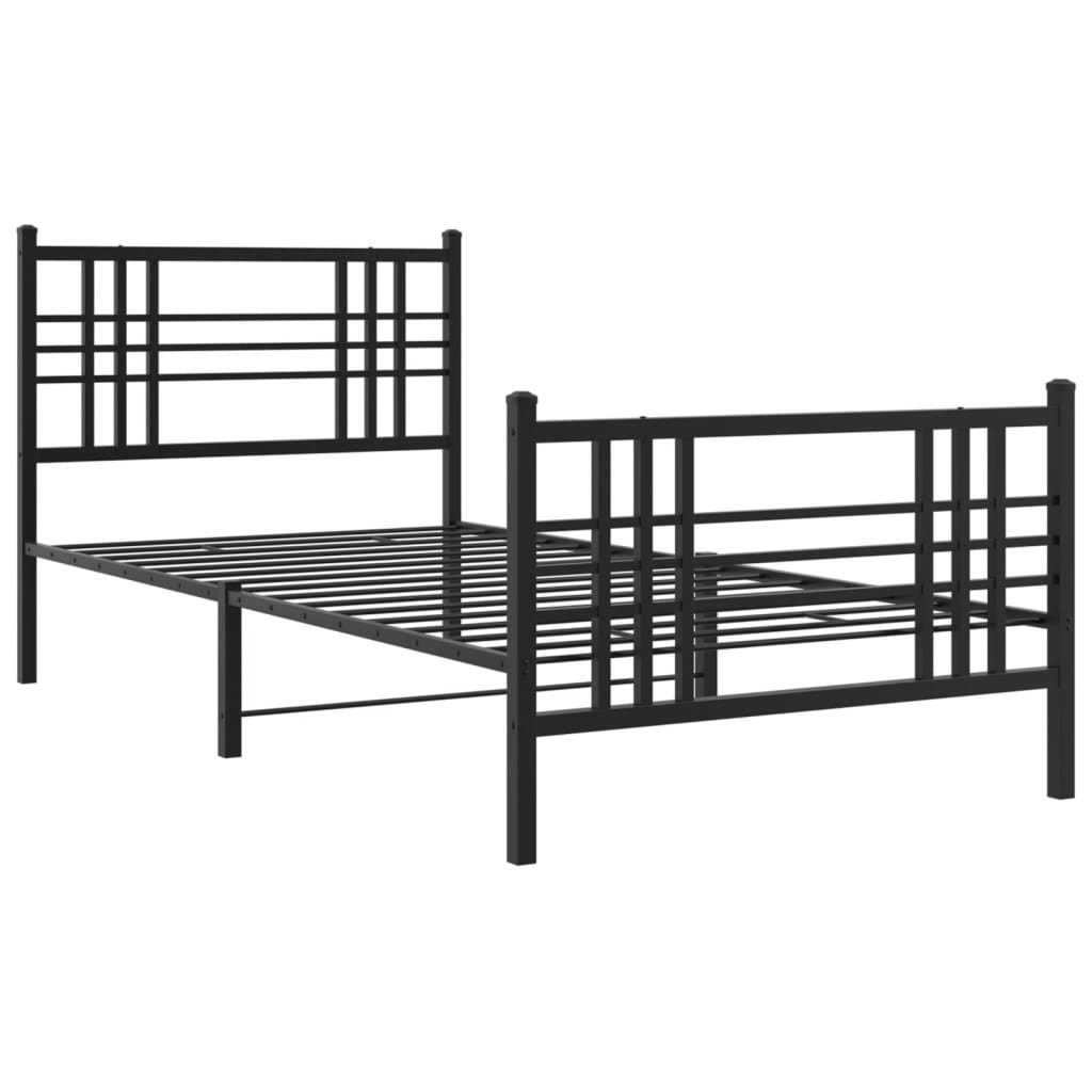 Metalni okvir kreveta uzglavlje i podnožje crni 100x190 cm