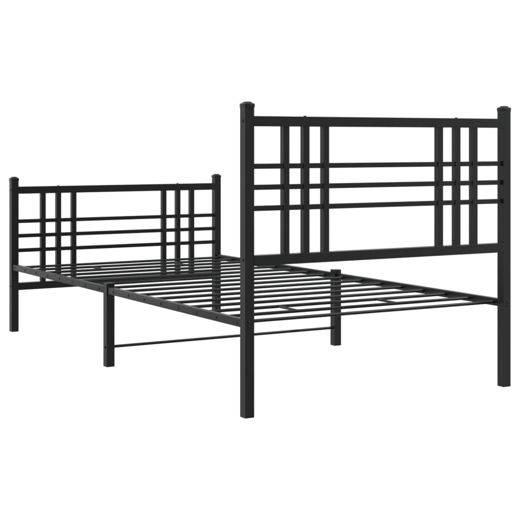Metalni okvir kreveta uzglavlje i podnožje crni 100x190 cm