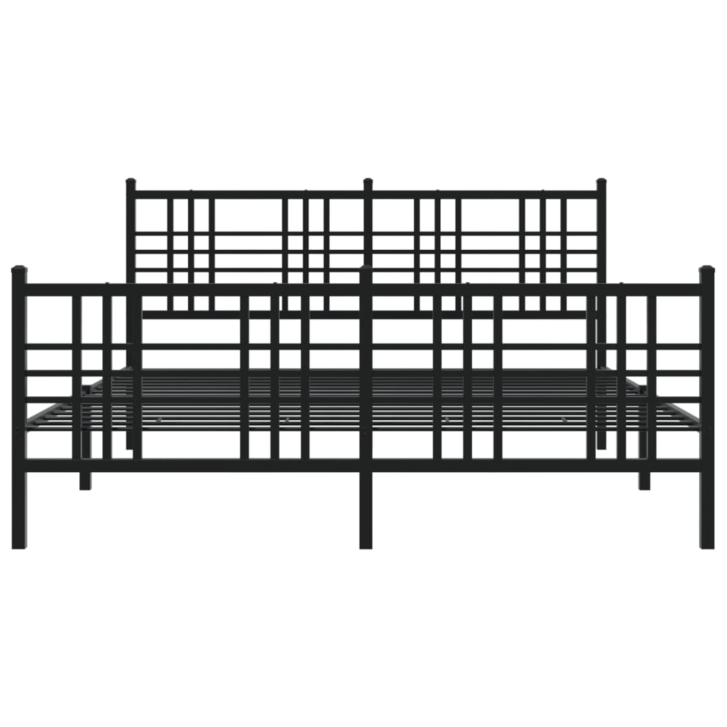 Metalni okvir kreveta uzglavlje i podnožje crni 150x200 cm