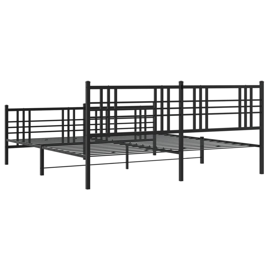 Metalni okvir kreveta uzglavlje i podnožje crni 193x203 cm