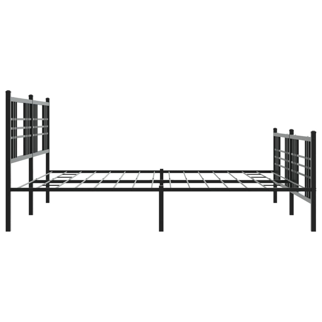 Metalni okvir kreveta uzglavlje i podnožje crni 200x200 cm