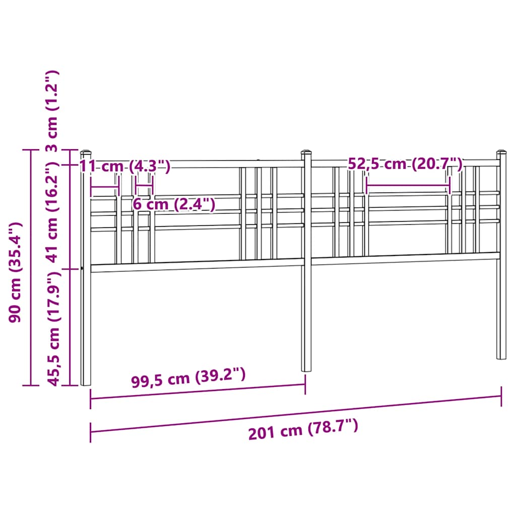 Metalno zamjensko uzglavlje crno 200 cm