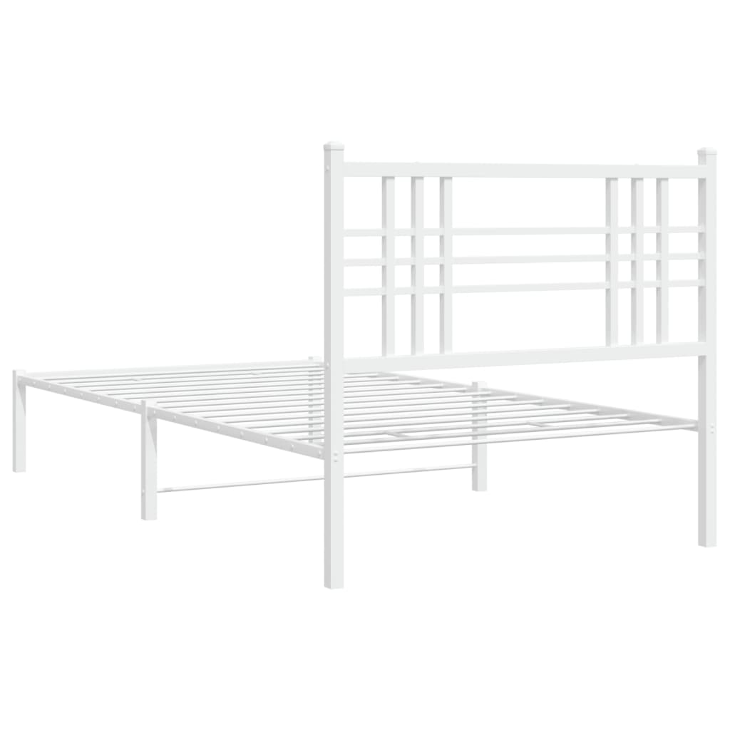Metalni okvir za krevet s uzglavljem bijeli 100x190 cm