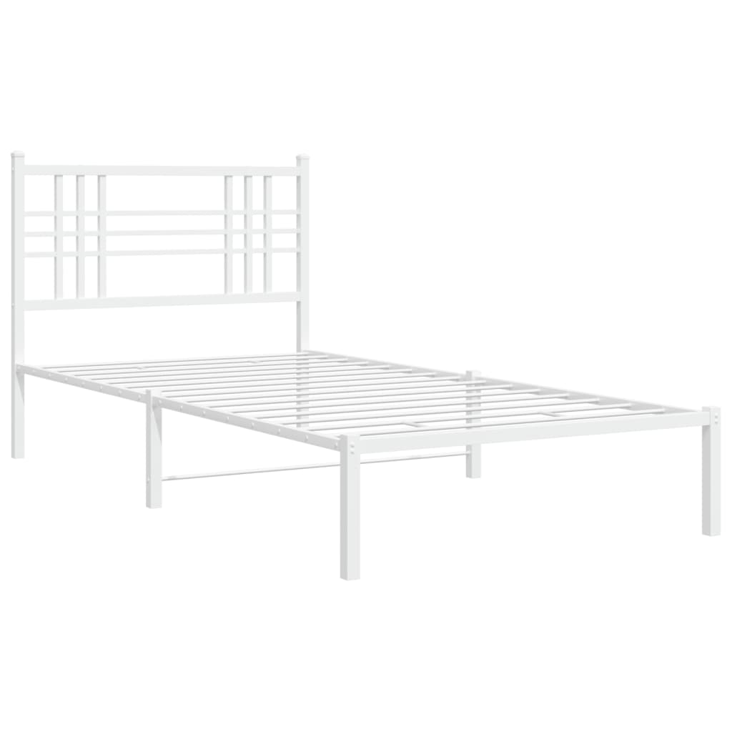 Metalni okvir za krevet s uzglavljem bijeli 100x200 cm