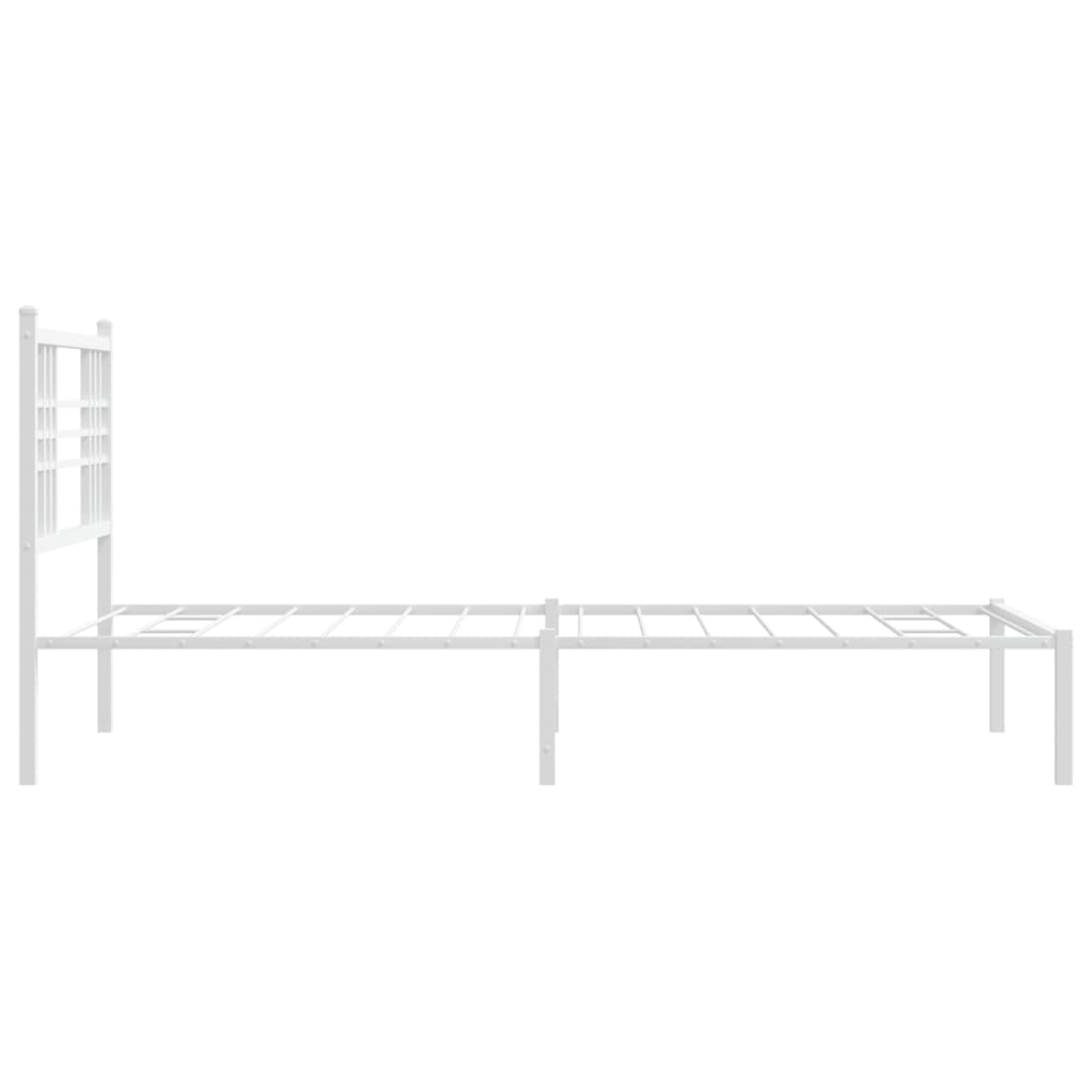 Metalni okvir za krevet s uzglavljem bijeli 100x200 cm