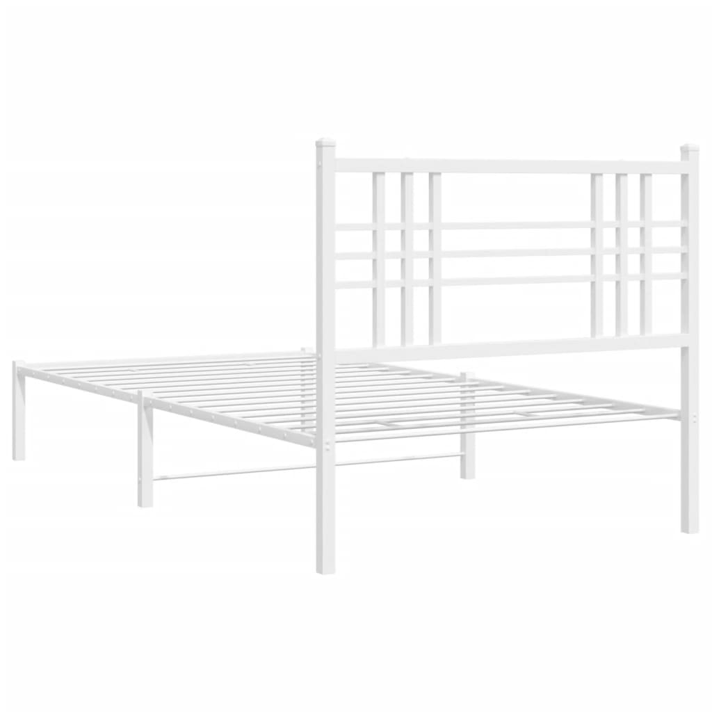 Metalni okvir za krevet s uzglavljem bijeli 100x200 cm