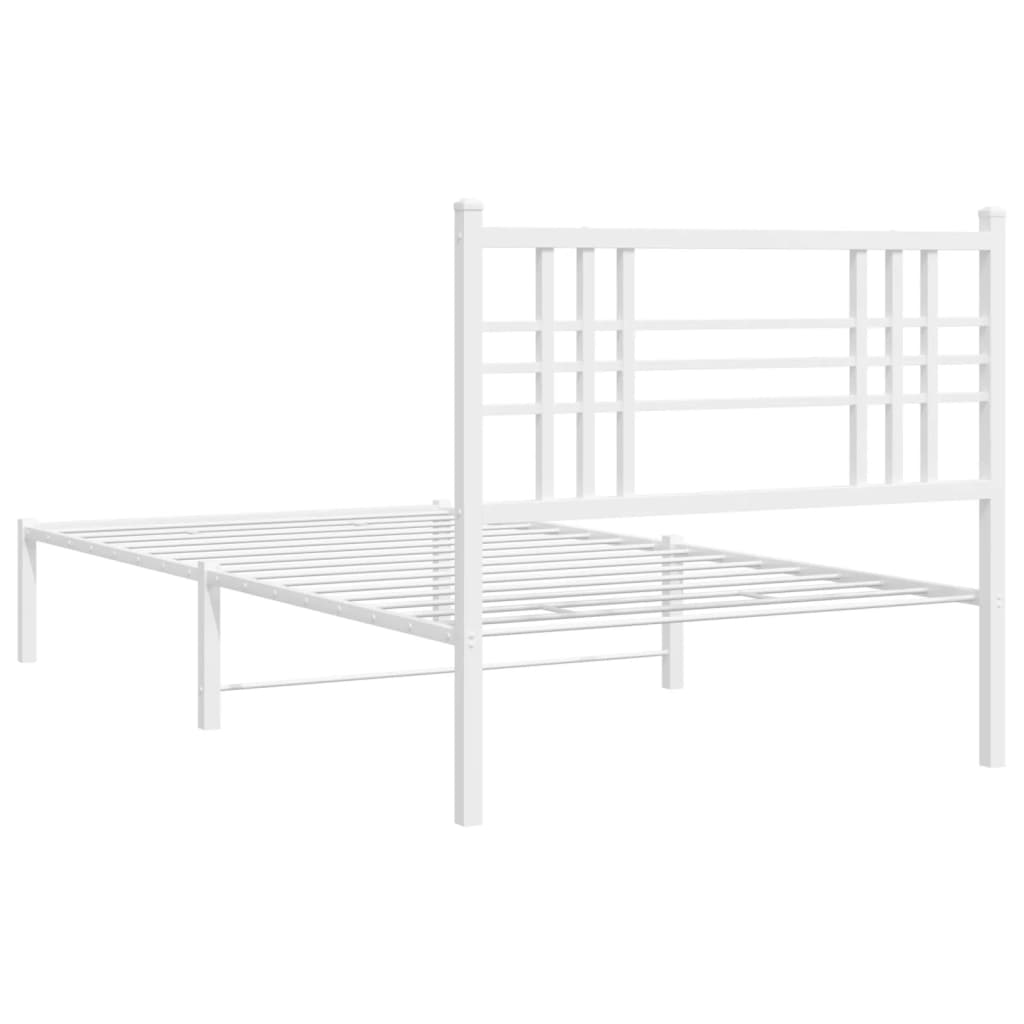 Metalni okvir za krevet s uzglavljem bijeli 107x203 cm