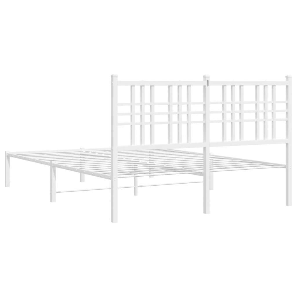 Metalni okvir za krevet s uzglavljem bijeli 140 x 190 cm