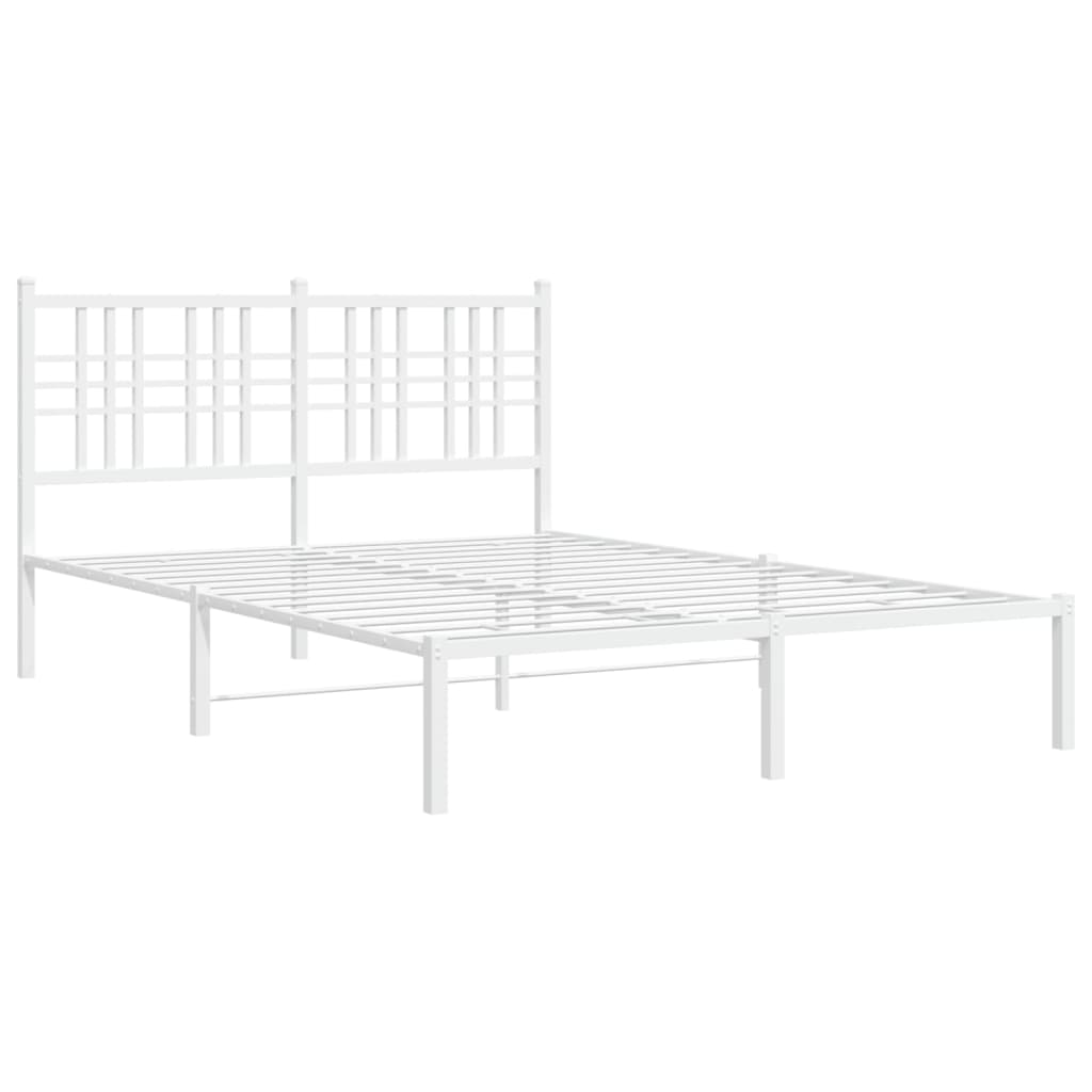 Metalni okvir za krevet s uzglavljem bijeli 140 x 200 cm
