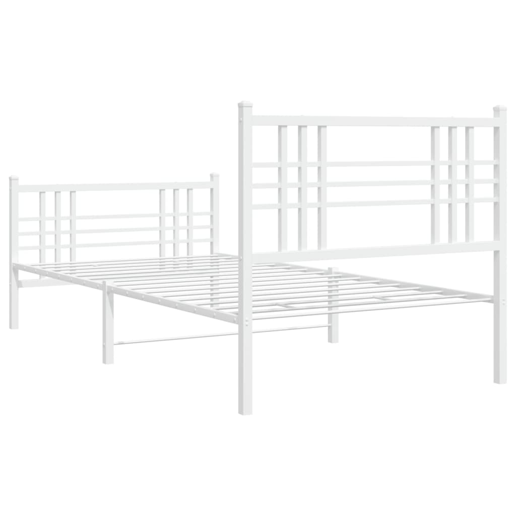 Metalni okvir kreveta uzglavlje i podnožje bijeli 90x190 cm