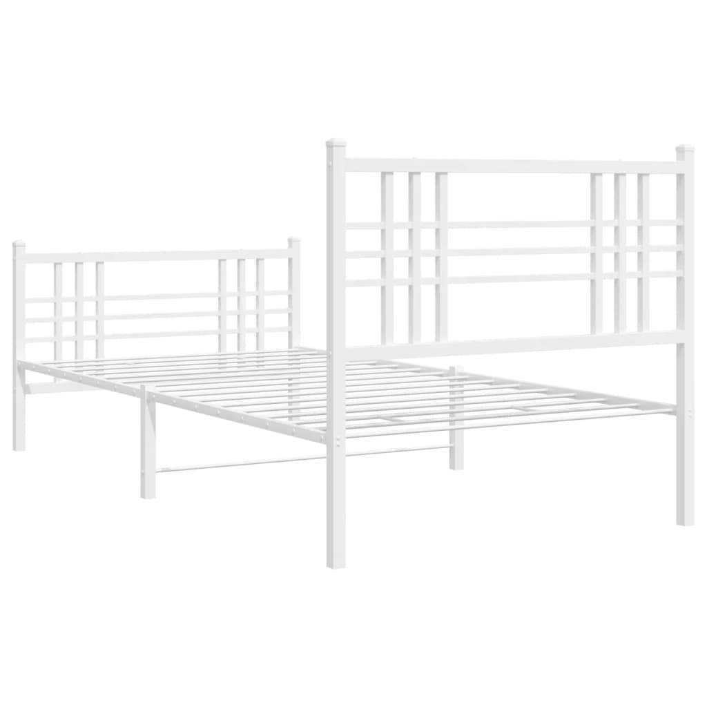 Metalni okvir kreveta uzglavlje i podnožje bijeli 90 x 200 cm