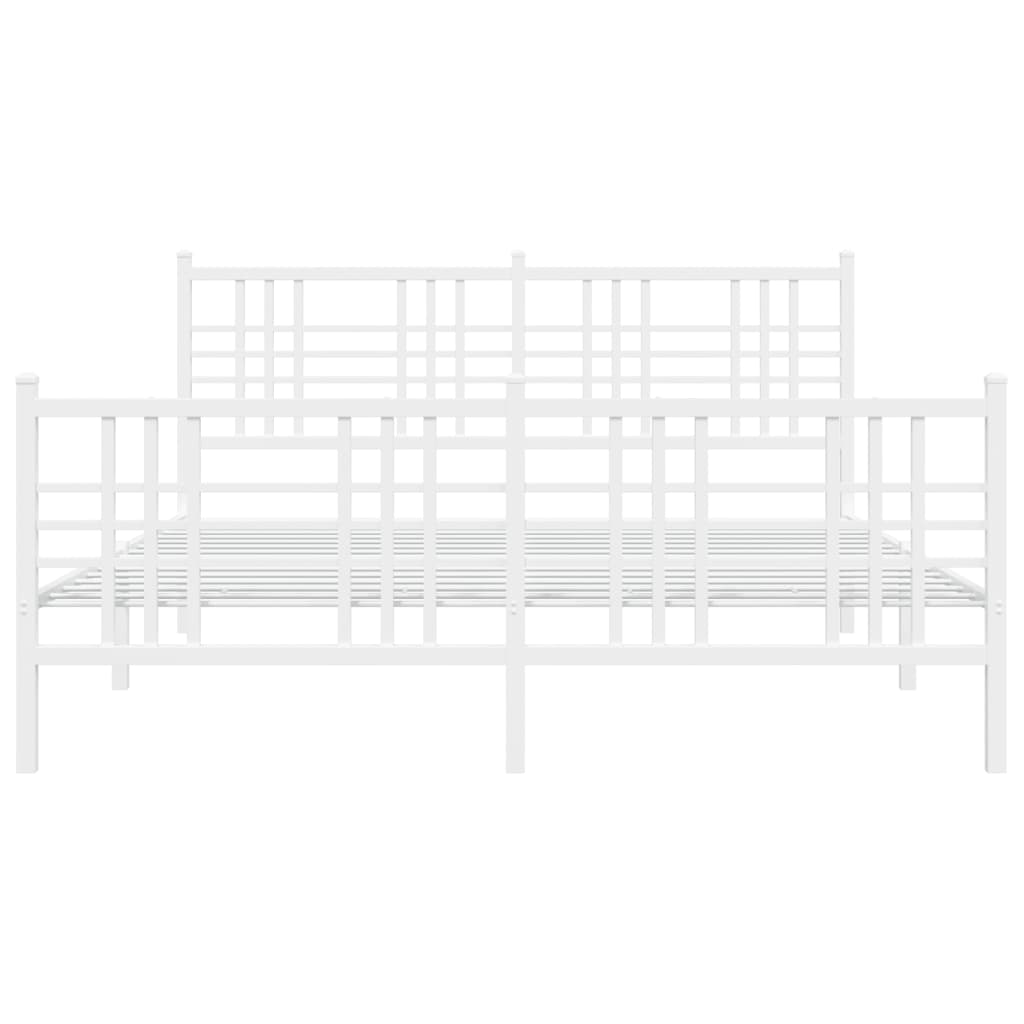 Metalni okvir kreveta uzglavlje i podnožje bijeli 150 x 200 cm