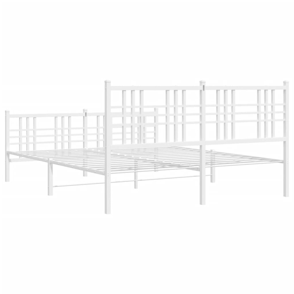 Metalni okvir kreveta uzglavlje i podnožje bijeli 150 x 200 cm