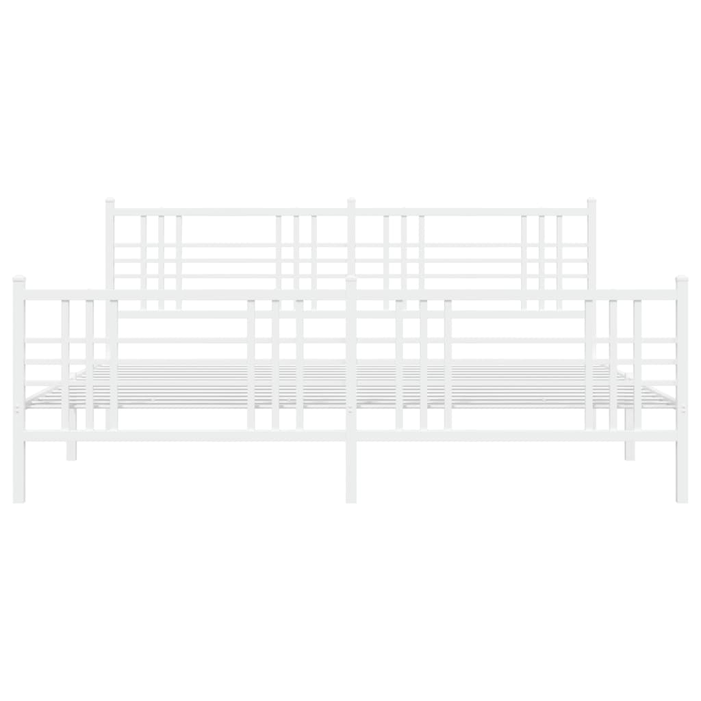 Metalni okvir kreveta uzglavlje i podnožje bijeli 183x213 cm