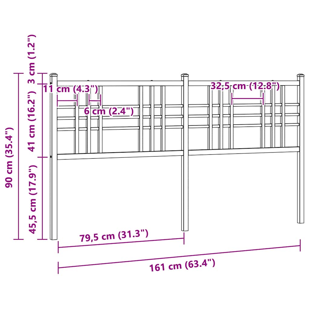 Metalno zamjensko uzglavlje bijelo 160 cm