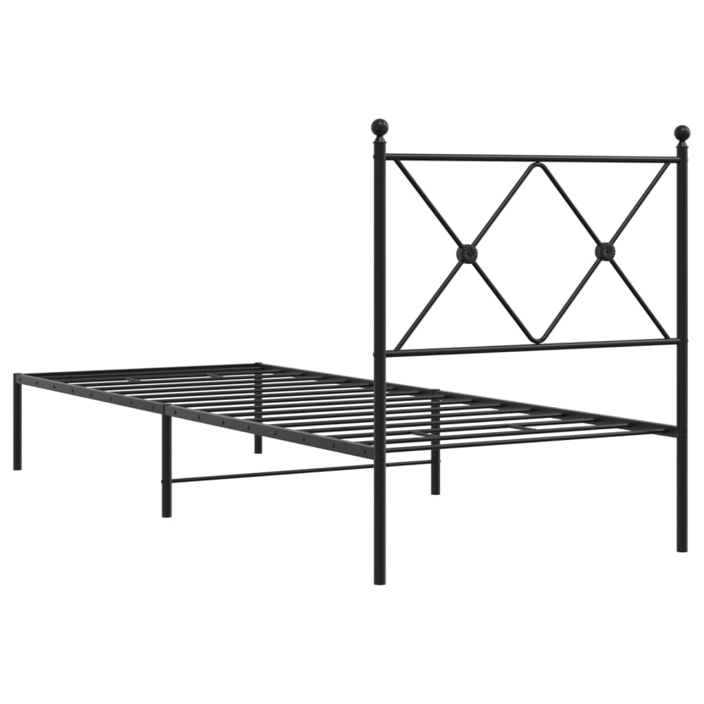 Metalni okvir za krevet s uzglavljem crni 80x200 cm