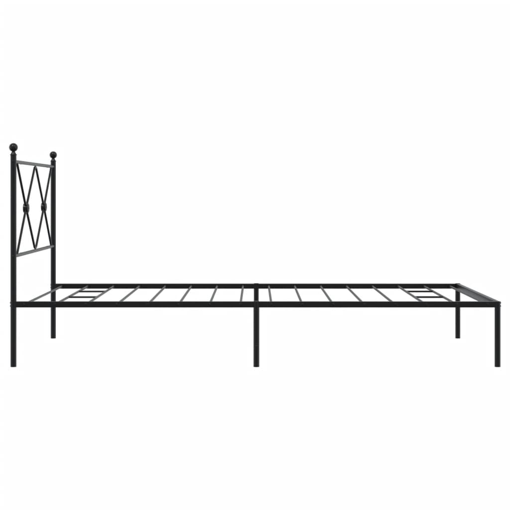 Metalni okvir za krevet s uzglavljem crni 100x190 cm