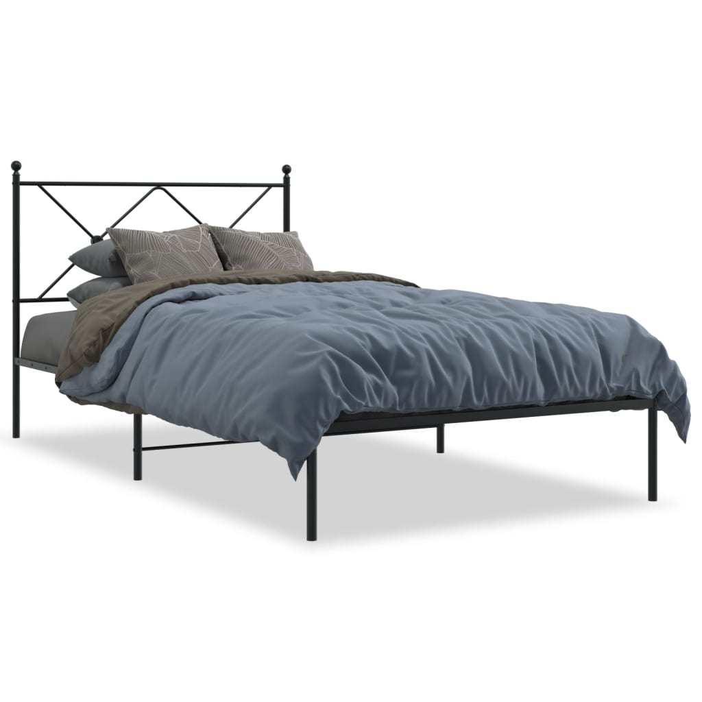 Metalni okvir za krevet s uzglavljem crni 107x203 cm
