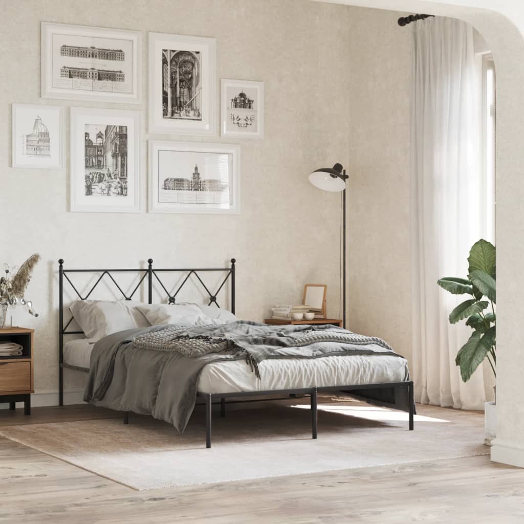 Metalni okvir za krevet s uzglavljem crni 120x190 cm