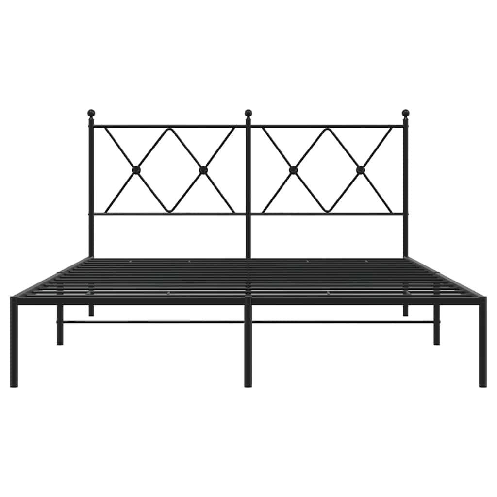 Metalni okvir za krevet s uzglavljem crni 140x190 cm