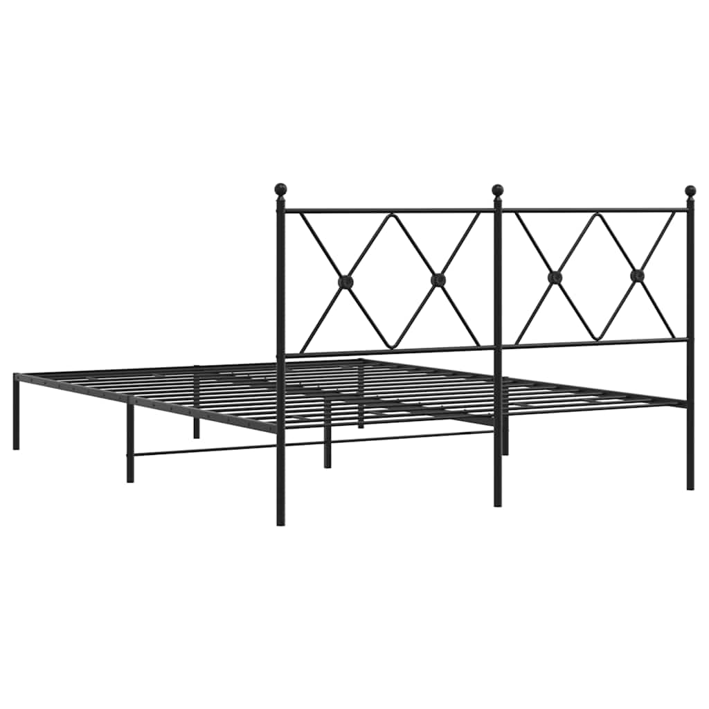 Metalni okvir za krevet s uzglavljem crni 140x190 cm