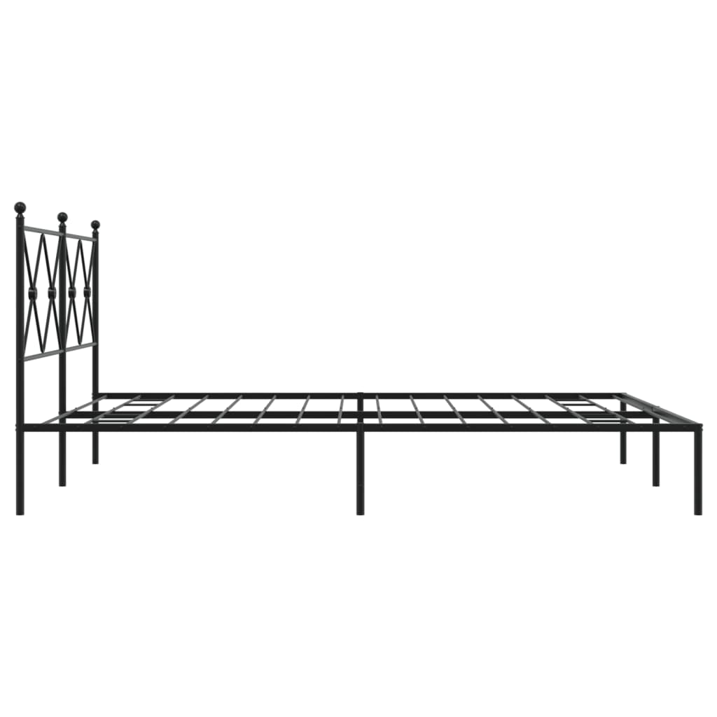 Metalni okvir za krevet s uzglavljem crni 160x200 cm