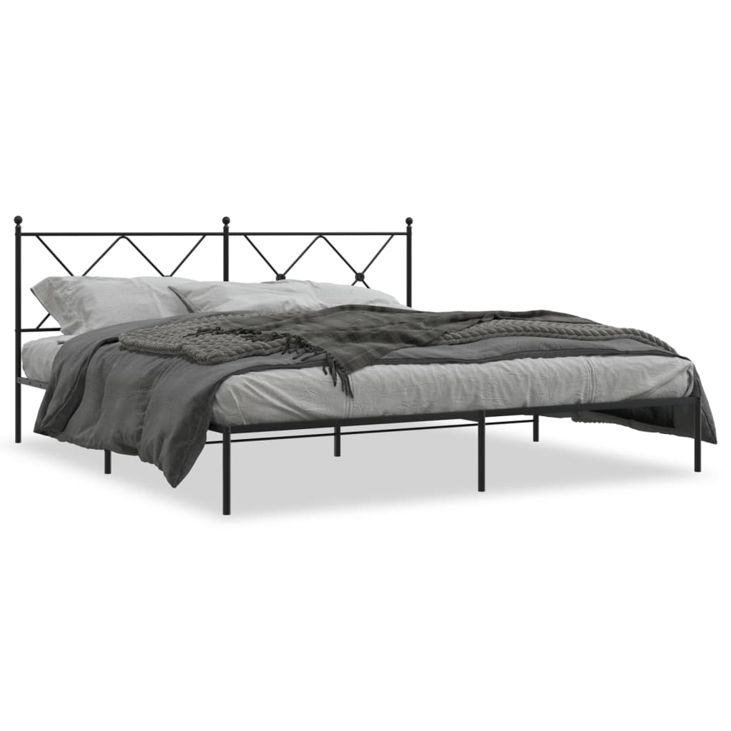 Metalni okvir za krevet s uzglavljem crni 183x213 cm