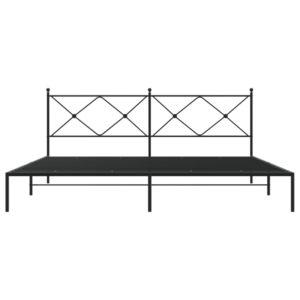 Metalni okvir za krevet s uzglavljem crni 200x200 cm