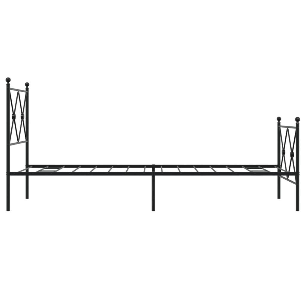 Metalni okvir kreveta uzglavlje i podnožje crni 75x190 cm