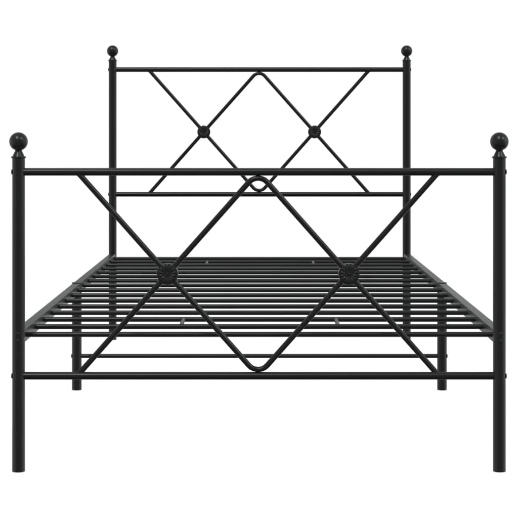 Metalni okvir kreveta uzglavlje i podnožje crni 90x190 cm