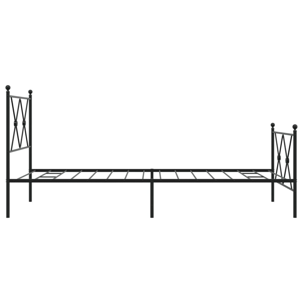 Metalni okvir kreveta uzglavlje i podnožje crni 90x190 cm