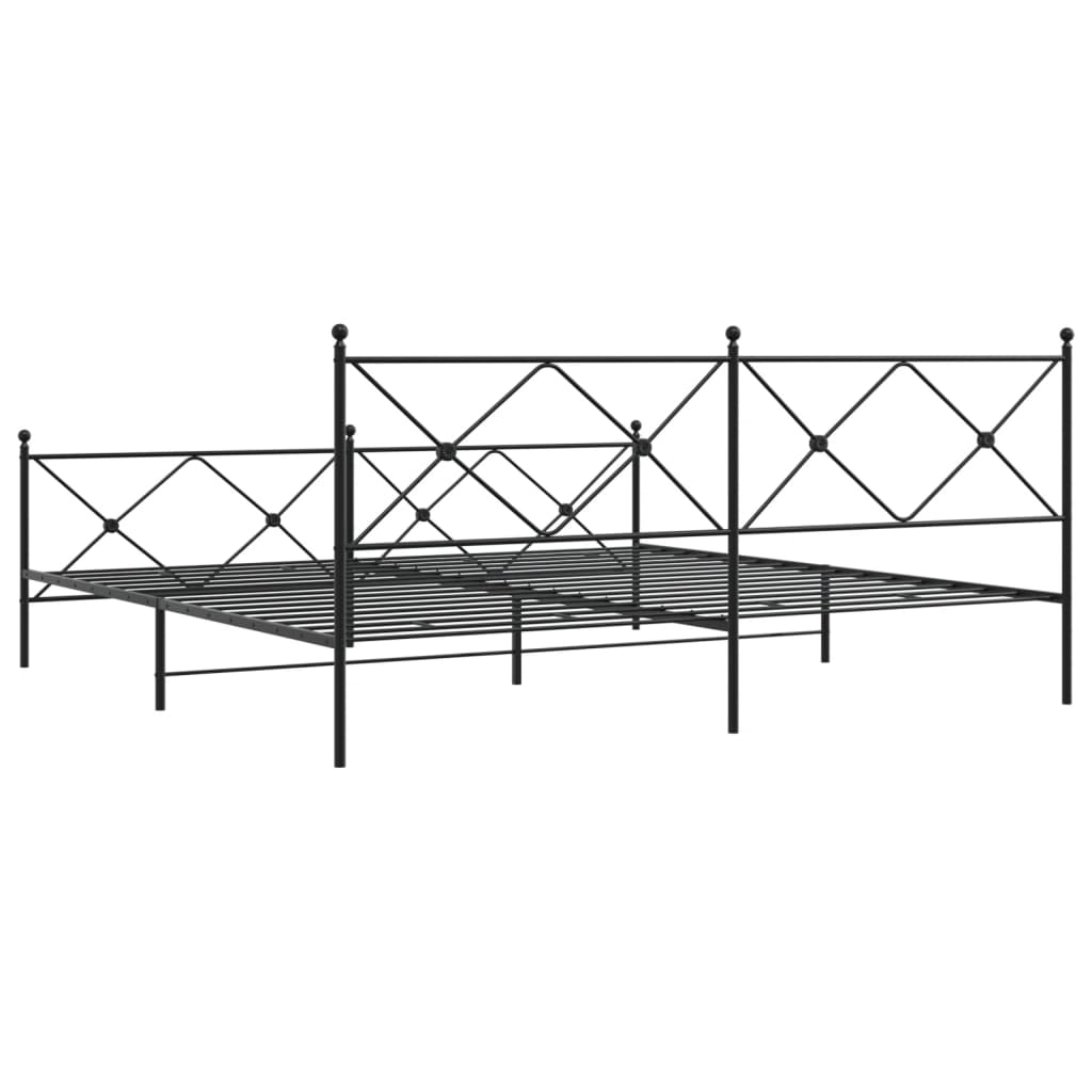 Metalni okvir kreveta uzglavlje i podnožje crni 193x203 cm