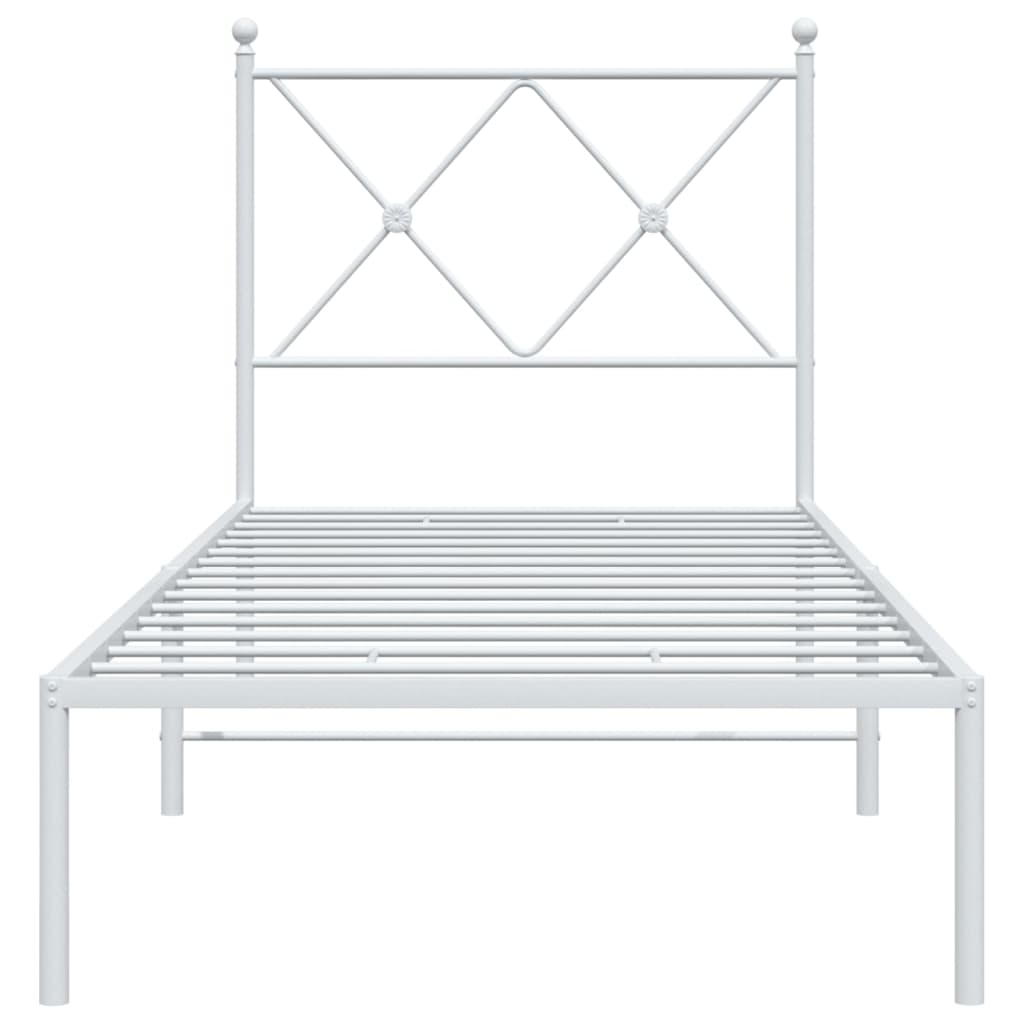 Metalni okvir za krevet s uzglavljem bijeli 80x200 cm
