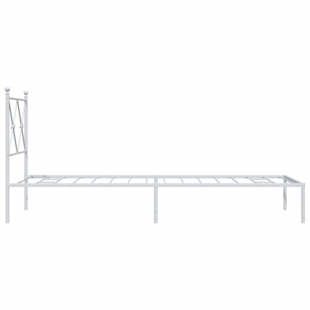 Metalni okvir za krevet s uzglavljem bijeli 80x200 cm