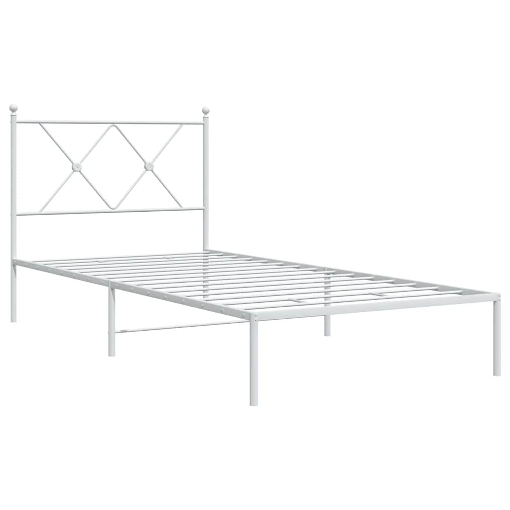 Metalni okvir za krevet s uzglavljem bijeli 90 x 190 cm