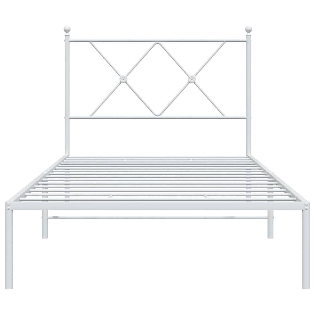 Metalni okvir za krevet s uzglavljem bijeli 90 x 190 cm