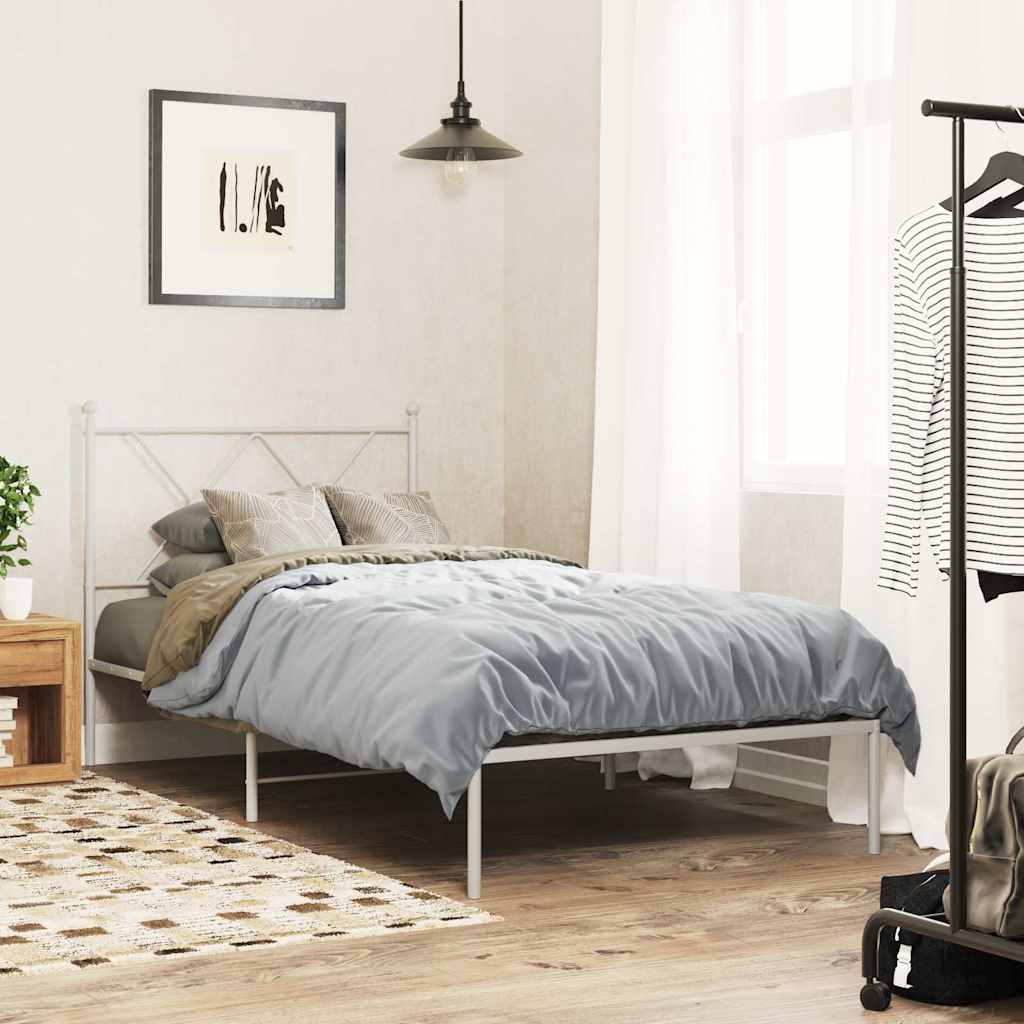 Metalni okvir za krevet s uzglavljem bijeli 90 x 190 cm
