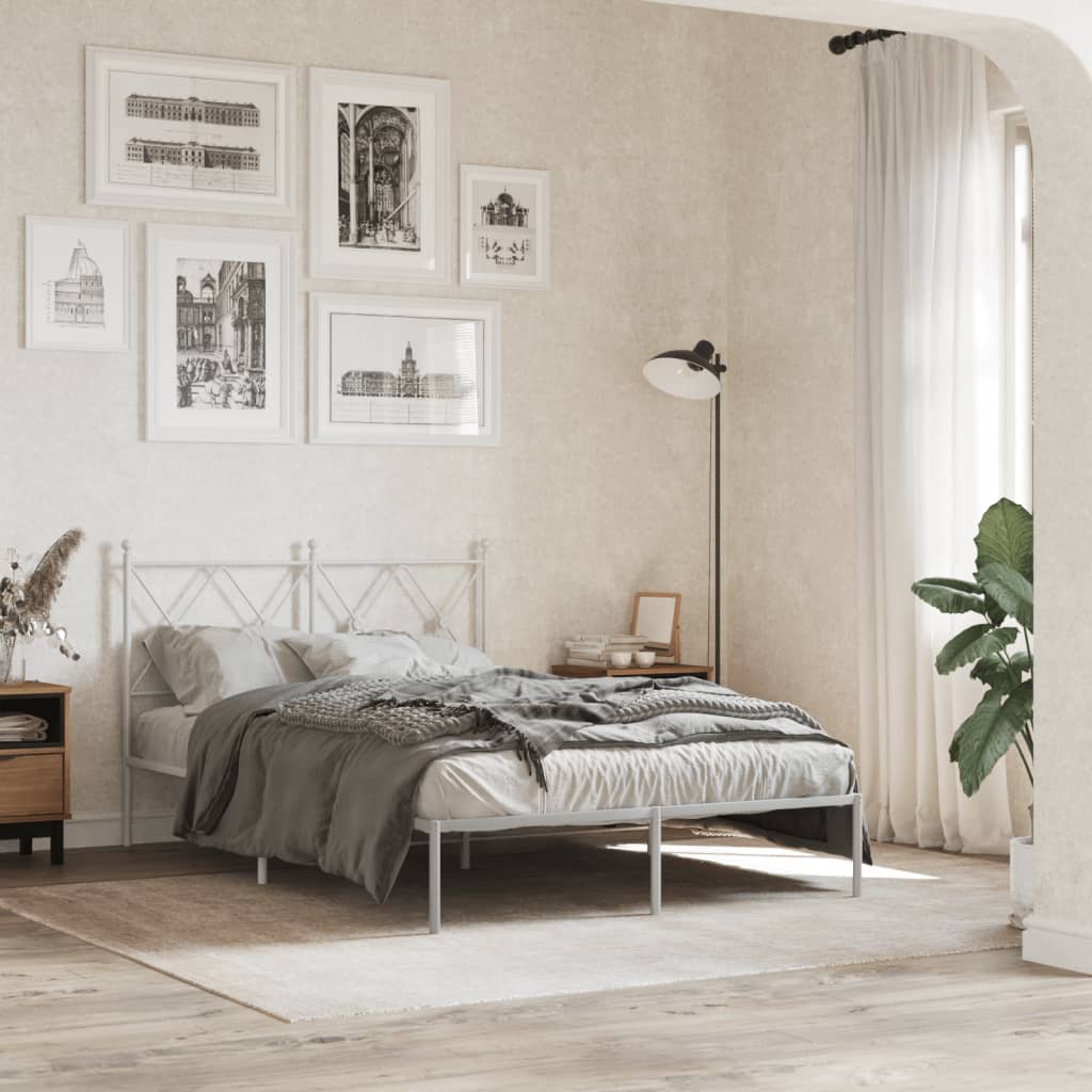 Metalni okvir za krevet s uzglavljem bijeli 120 x 190 cm