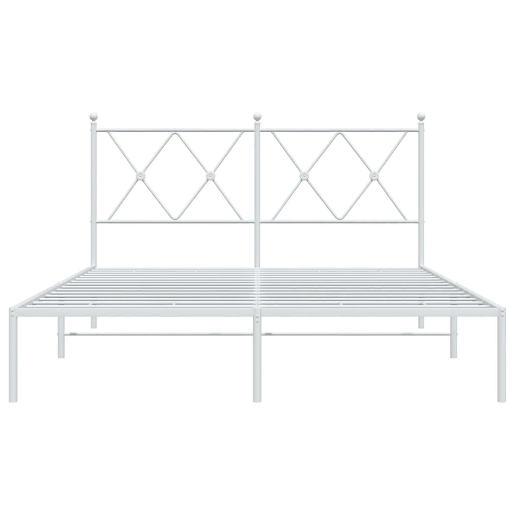Metalni okvir za krevet s uzglavljem bijeli 140 x 190 cm