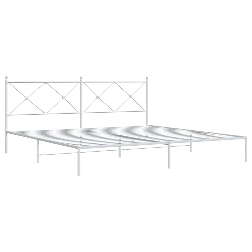 Metalni okvir za krevet s uzglavljem bijeli 193x203 cm