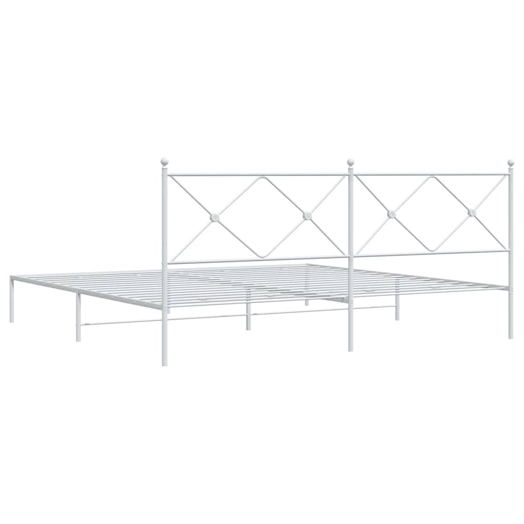 Metalni okvir za krevet s uzglavljem bijeli 193x203 cm