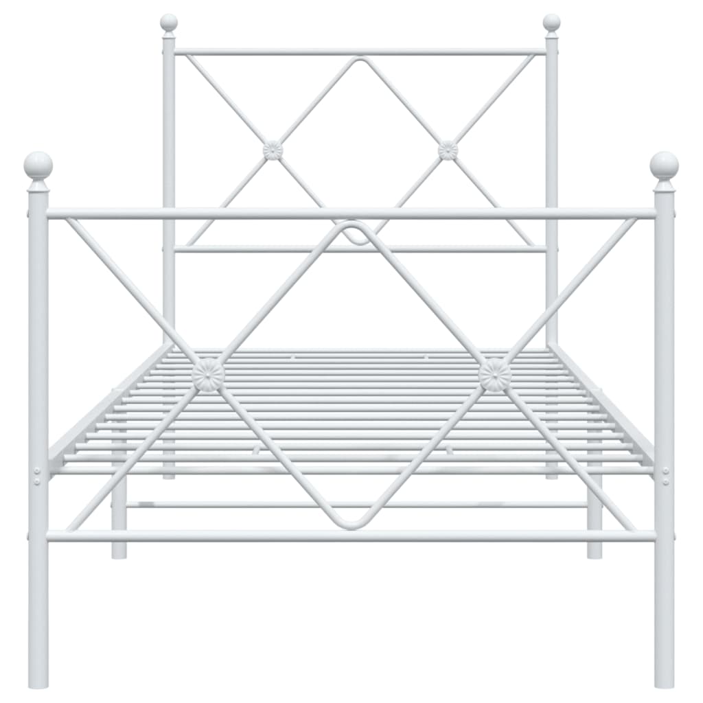 Metalni okvir kreveta uzglavlje i podnožje bijeli 80x200 cm
