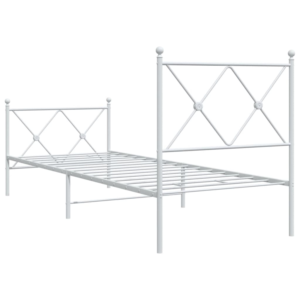 Metalni okvir kreveta uzglavlje i podnožje bijeli 80x200 cm