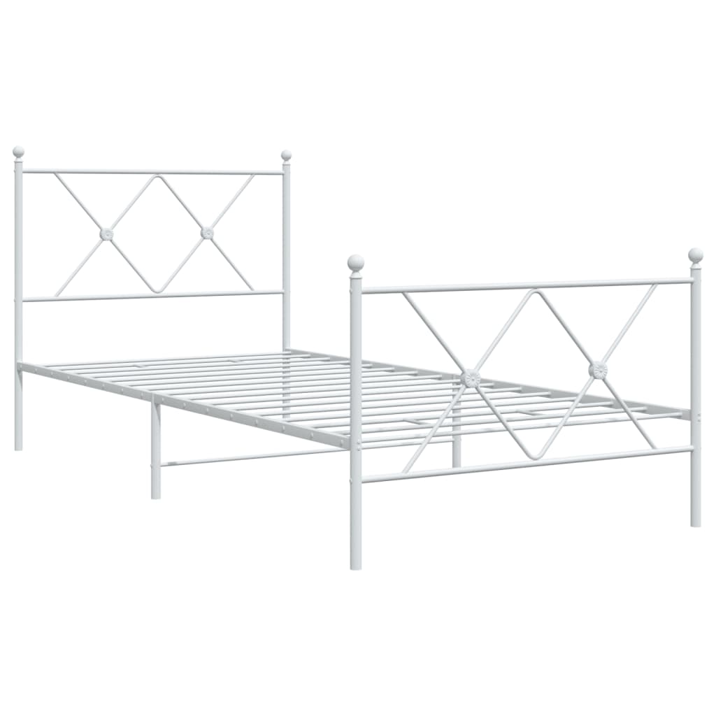 Metalni okvir kreveta uzglavlje i podnožje bijeli 90x190 cm