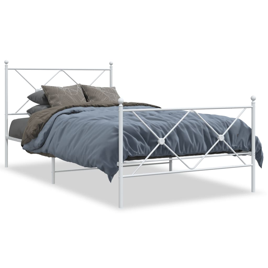 Metalni okvir kreveta uzglavlje i podnožje bijeli 100x190 cm