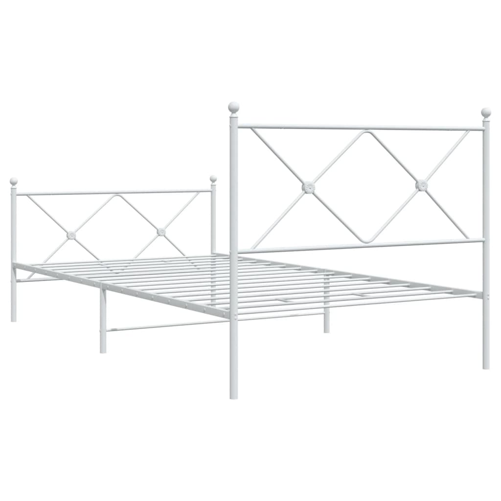 Metalni okvir kreveta uzglavlje i podnožje bijeli 100x190 cm