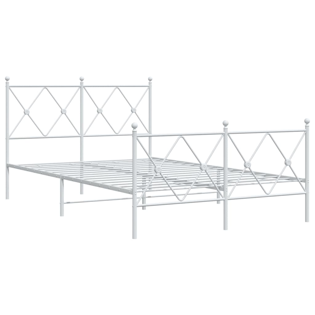 Metalni okvir kreveta uzglavlje i podnožje bijeli 120x200 cm