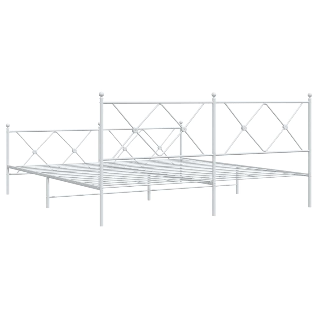 Metalni okvir kreveta uzglavlje i podnožje bijeli 183x213 cm