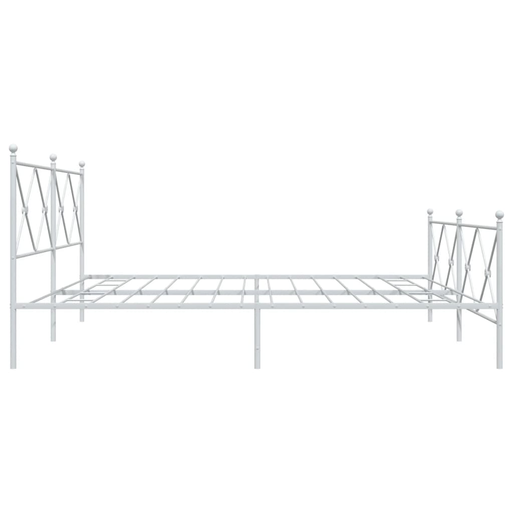 Metalni okvir kreveta uzglavlje i podnožje bijeli 200x200 cm